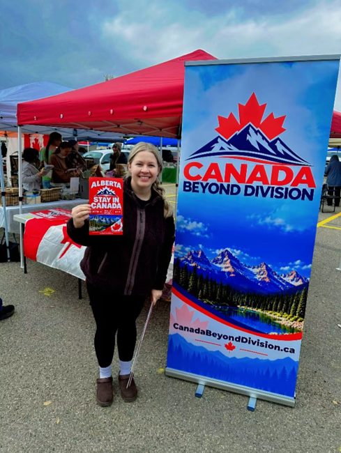 Supporter at the Canada Beyond Division campaign booth